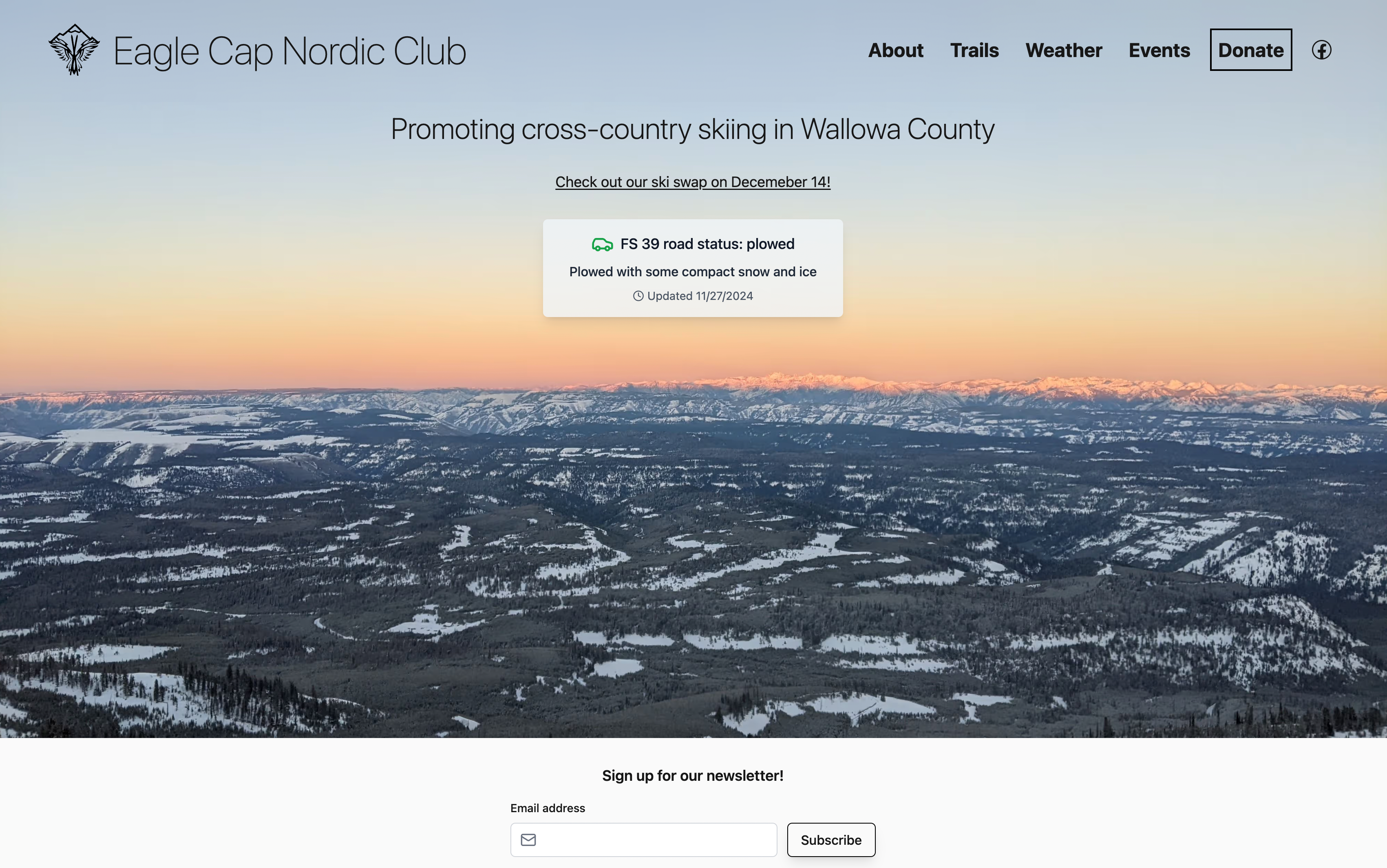 Eagle Cap Nordic Club desktop view